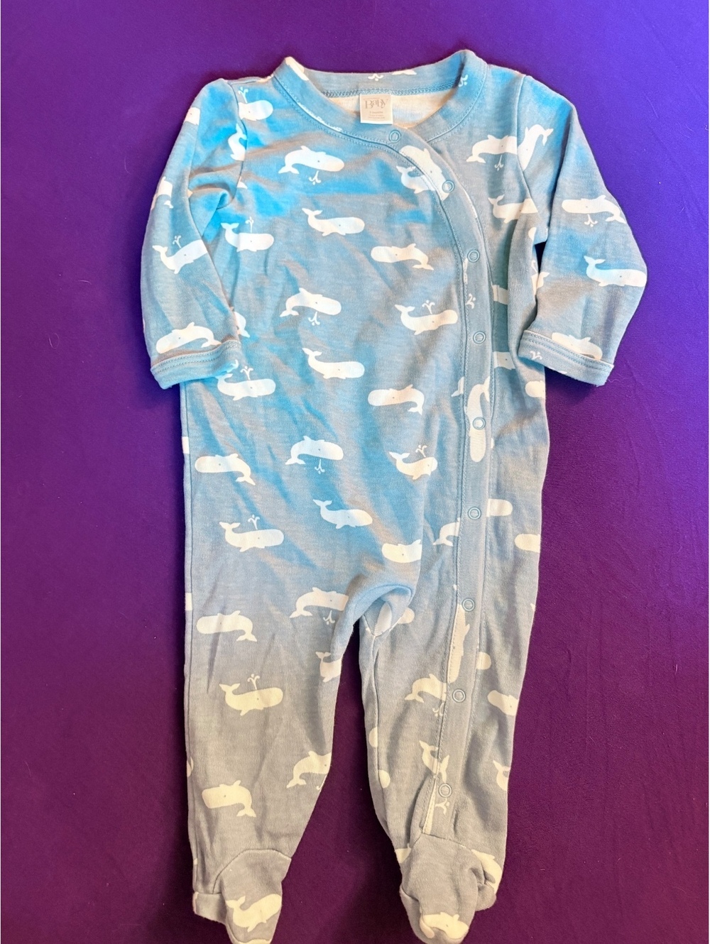 Nordstrom Baby blue whale sleeper - 3 months